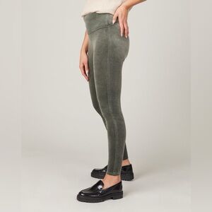 New Spanx Velvet Leggings Women‎ XS High Waist Ankle Dark Palm Green Stretch